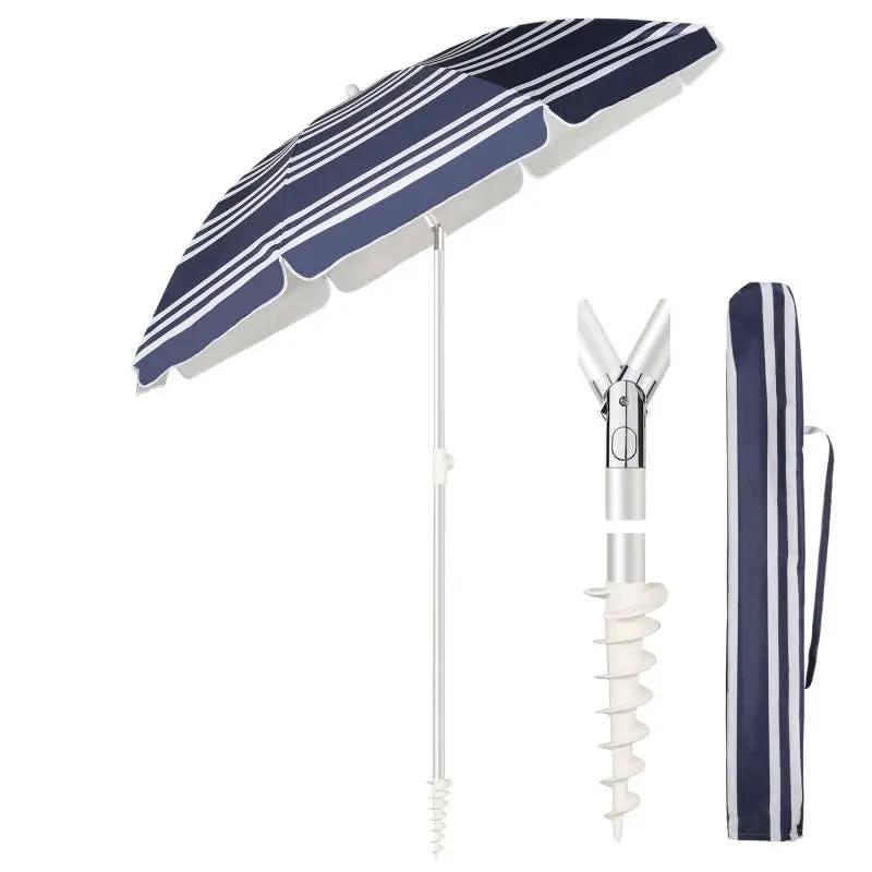 Sekey ∅ 180 cm Alu Strandschirm mit Schutzhülle und Bodenhülse, Sonnenschutz UV50+ Sekey