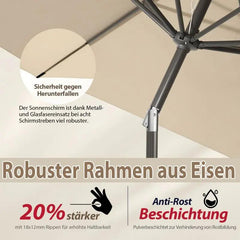 Sekey 220 cm Sonnenschirm mit Kurbel und Auto Kippen, Sonnenschutz UV50+ Sekey