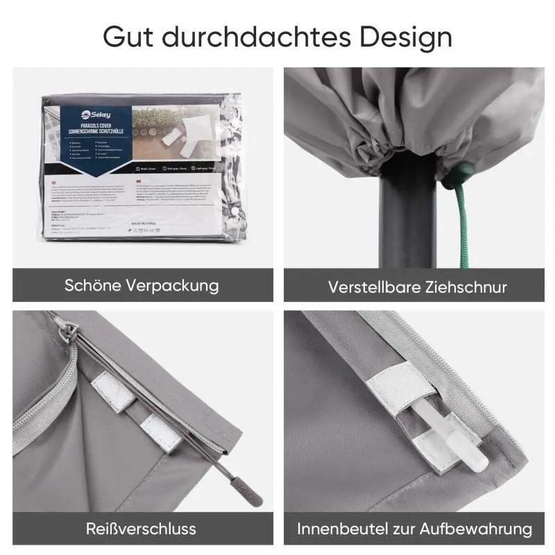 Sekey 220 x 30/50 cm Schutzhülle für 400 cm Sonnenschirm, aus Polyester-Gewebe Sekey