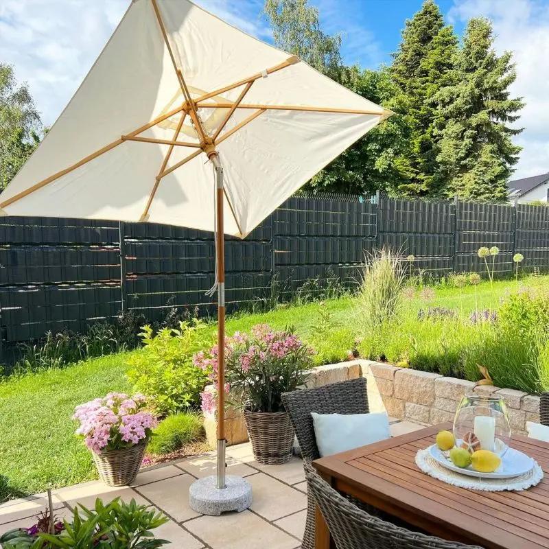 Sekey 200 x 150 cm Holz Sonnenschirm Rechteckig, Sonnenschutz UV50+ Sekey