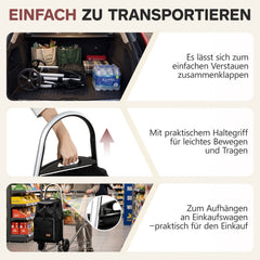Sekey Einkaufstrolley klappbar 3-in-1 – Einkaufstrolley, Sackkarre & Rucksack mit Aluminiumrahmen, faltbarer Einkaufswagen mit PU-Rädern für Einkauf, Reisen & Alltag