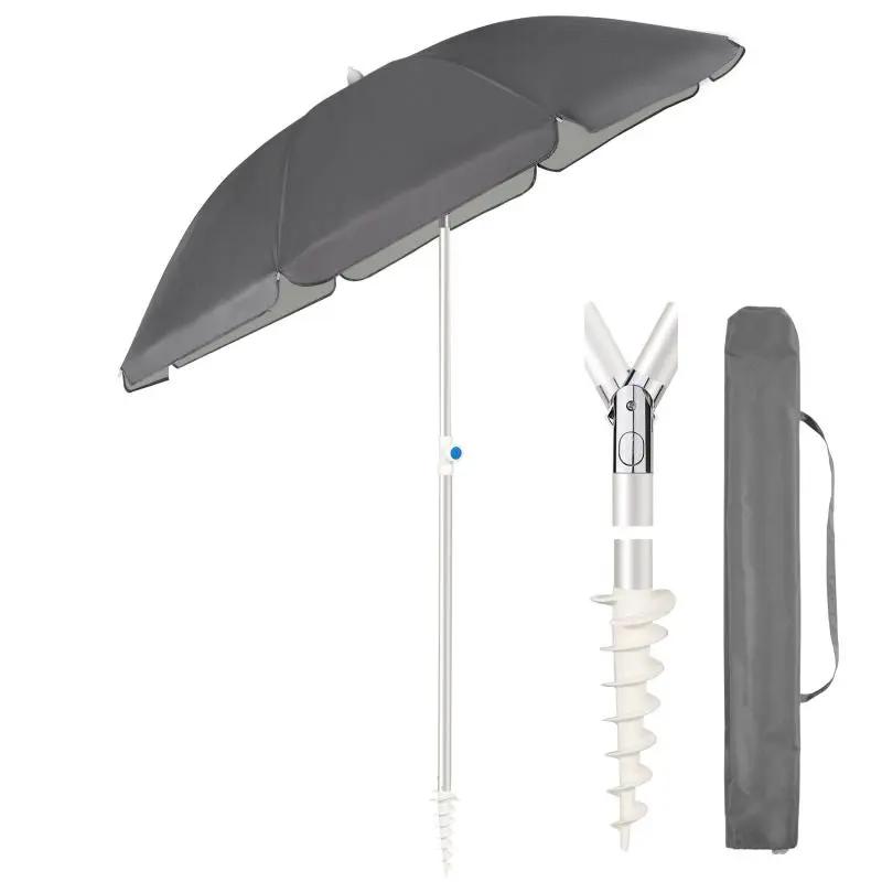 Sekey ∅ 180 cm Alu Strandschirm mit Schutzhülle und Bodenhülse, Sonnenschutz UV50+ Sekey