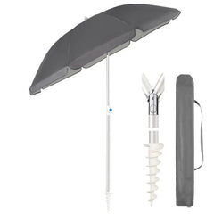 Sekey ∅ 180 cm Alu Strandschirm mit Schutzhülle und Bodenhülse, Sonnenschutz UV50+ Sekey