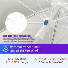 Sekey ∅ 180 cm Alu Strandschirm mit Schutzhülle und Bodenhülse, Sonnenschutz UV50+ Sekey
