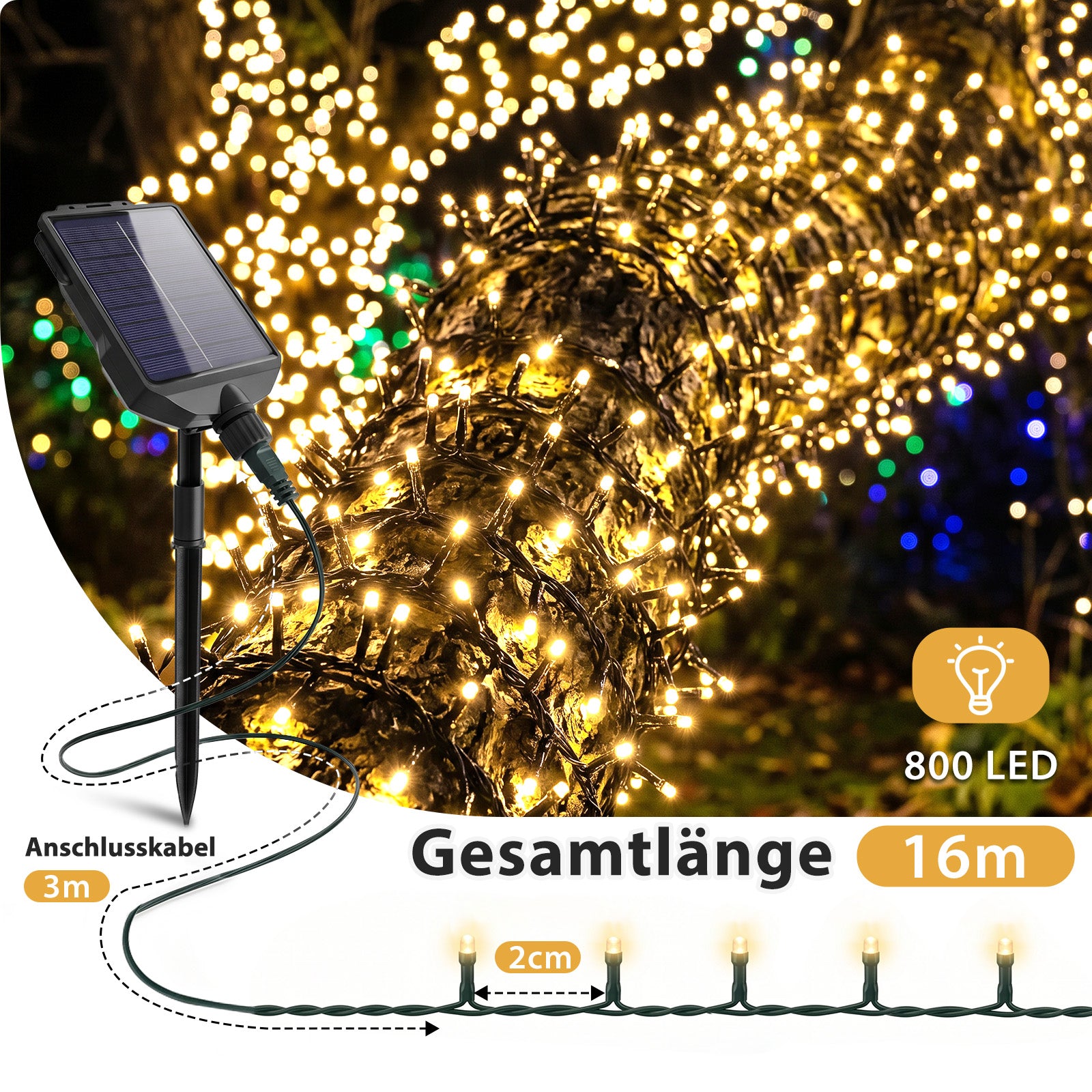Salcar Cluster Lichterkette mit 800 LEDs und 19 m Länge
